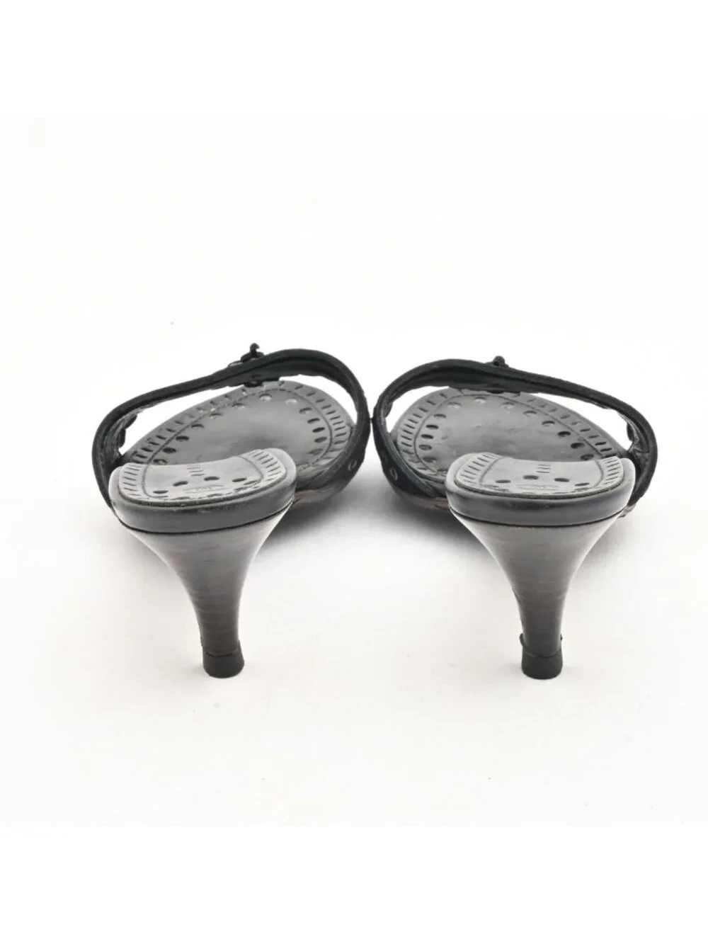 Chanel Mules Black Silver CC Logo